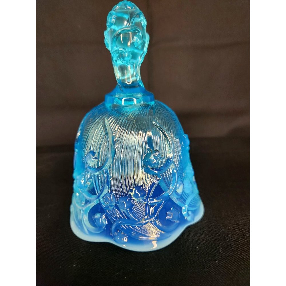 Fenton Lily of the Valley Blue Opalescent Bell, Vintage